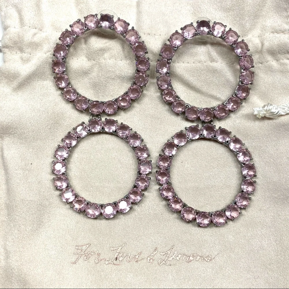 NEW For Love & Lemons Crystal Ball Drop Earrings Pink Large - Picture 6 of 9